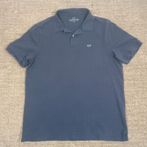 Vineyard Vines Shirt Mens Medium Blue Classic Fit Whale Polo Short Sleeve Golf